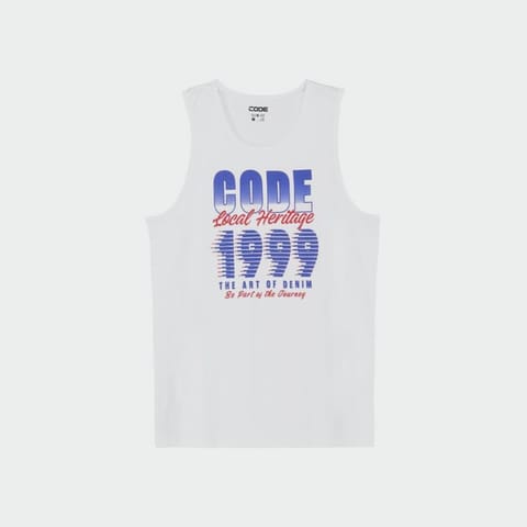 Code Mens Graphic Print Vest White
