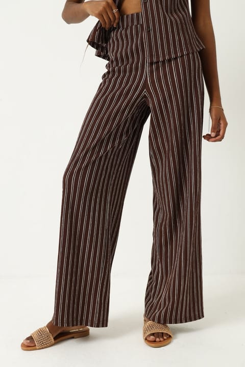 Crinkle Knit Stripe Wide leg Pant - Multi