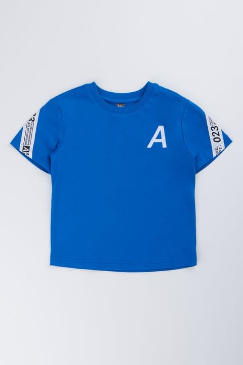 Blue Woven Short Sleeve T-Shirt