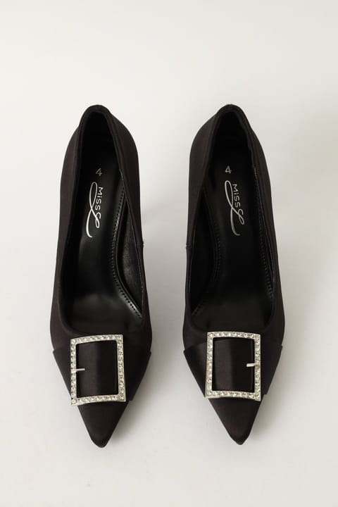 Jeweled Buckle High Heel Full Court - Black