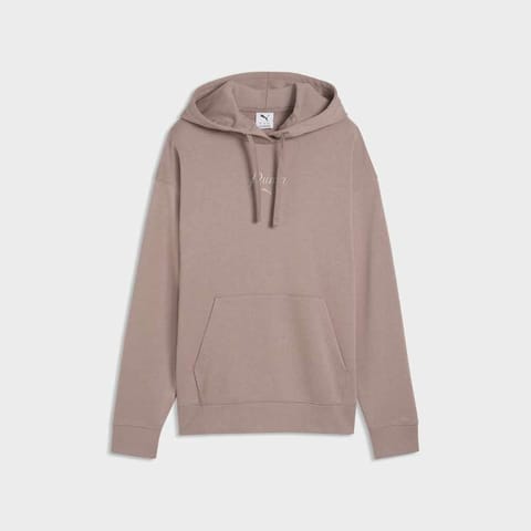 Puma Womens Essential Script Comfort Hoodie Brown