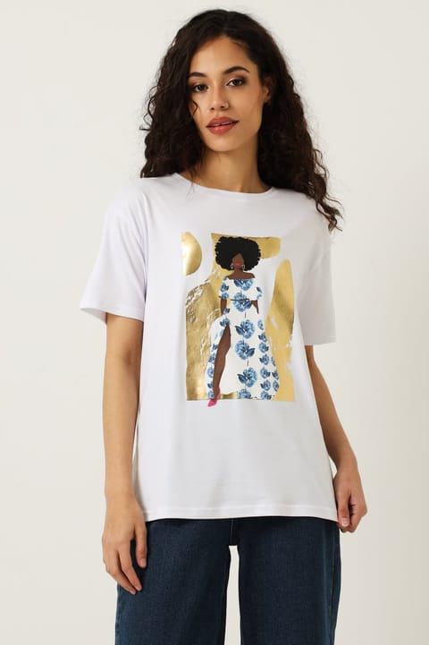 Floral Dress Icon Tee - White