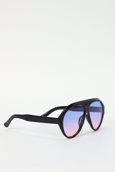 Oversized Visor Coloured Lense Sunglasses - Black