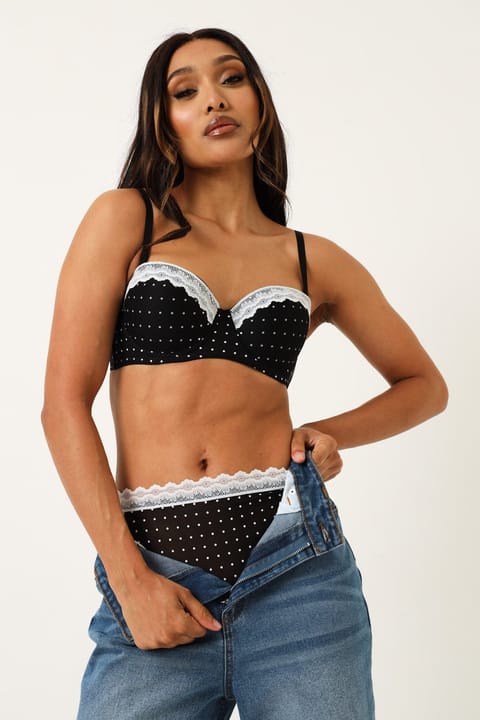 Twin pack Polka Dot Mesh G-String - Black