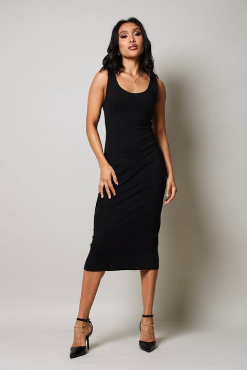 Sleeveless Cup Detail Bodycon Mini Dress - Black