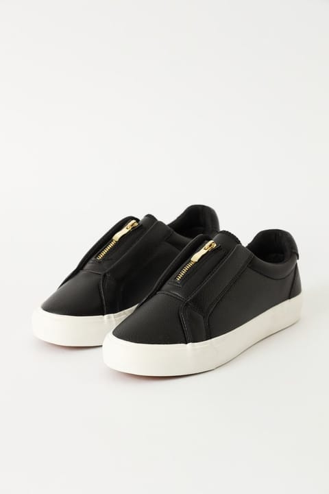 Slip On With Zip Detail Sneaker - Black