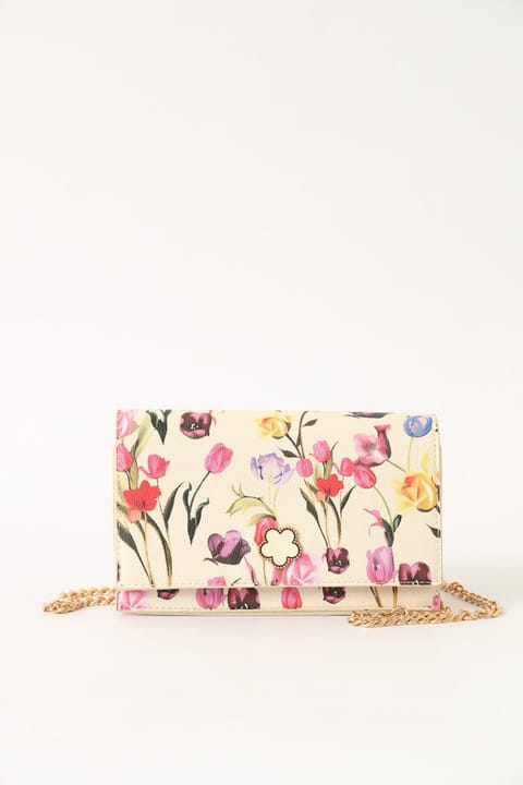 Printed Floral Logo Epoxy Trim Satchel - Multi
