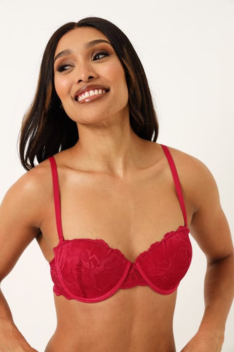Twin pack Lace Balconette Bra - Cerise