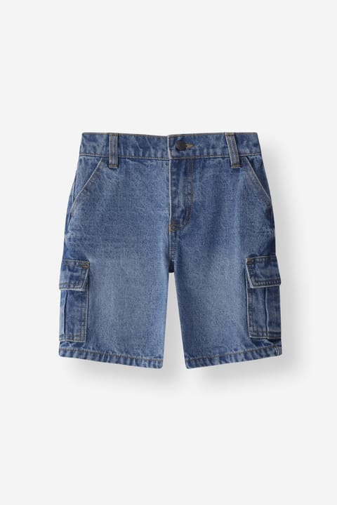 Relaxed Fit Denim Cargo Short