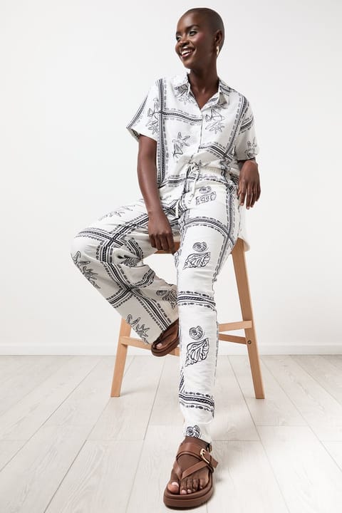 Tile Print Viscose Pants