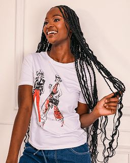 Fashion Print Graphic Tee White