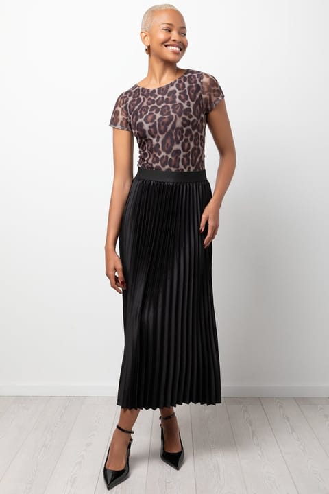 Satin Maxi Pleated Skirt Black