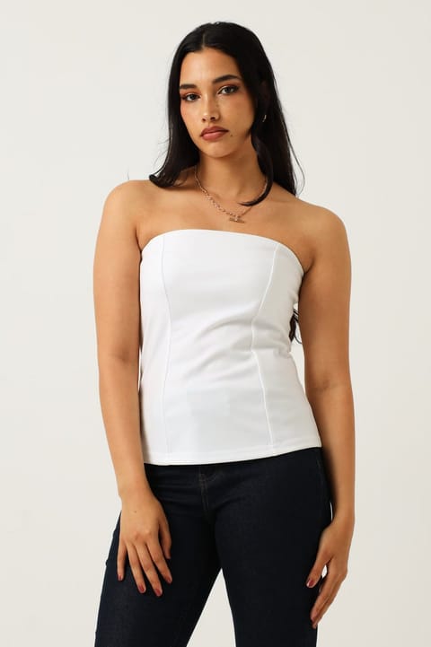 Strapless Ponti Top - White