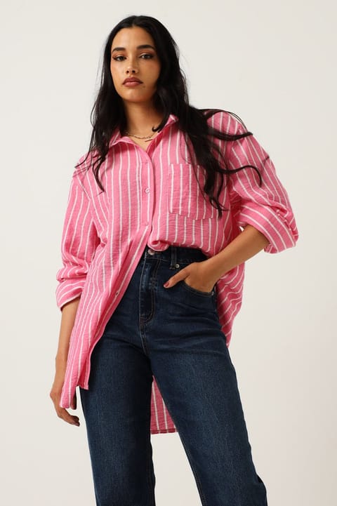 Stripe Linen Look Shirt - Multi
