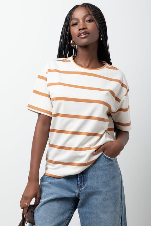 Oversized T-Shirt Cream And Brown