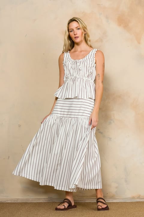 Basque Waist Flare Skirt