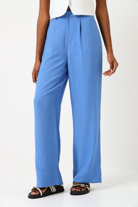 Wide leg Drapey Woven Pant - Blue