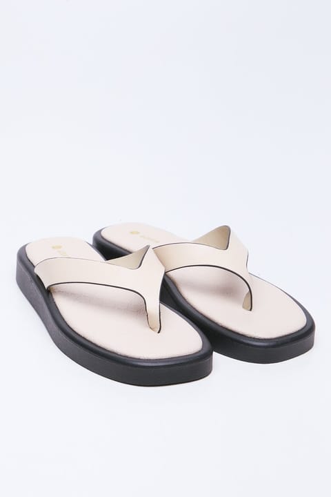 Cream Flatform Thong Sandals