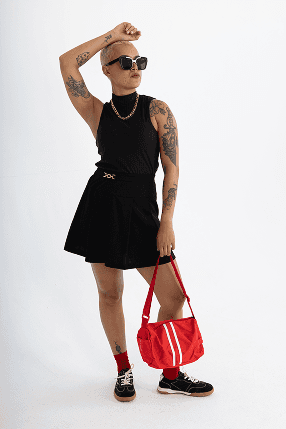 Pleated Mini Dress Black