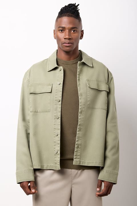Washed Denim Fatigue Shacket