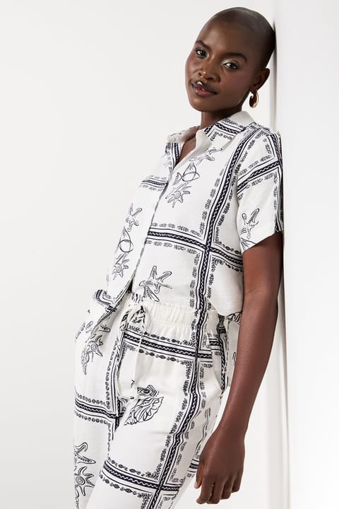 Milk and Navy Shell Shirt